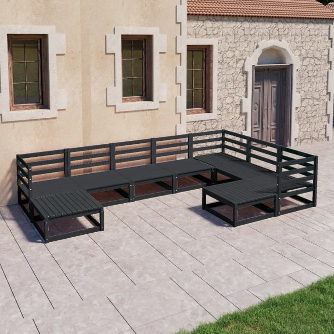 vidaXL 9-tlg. Garten-Lounge-Set Grau Kiefer Massivholz