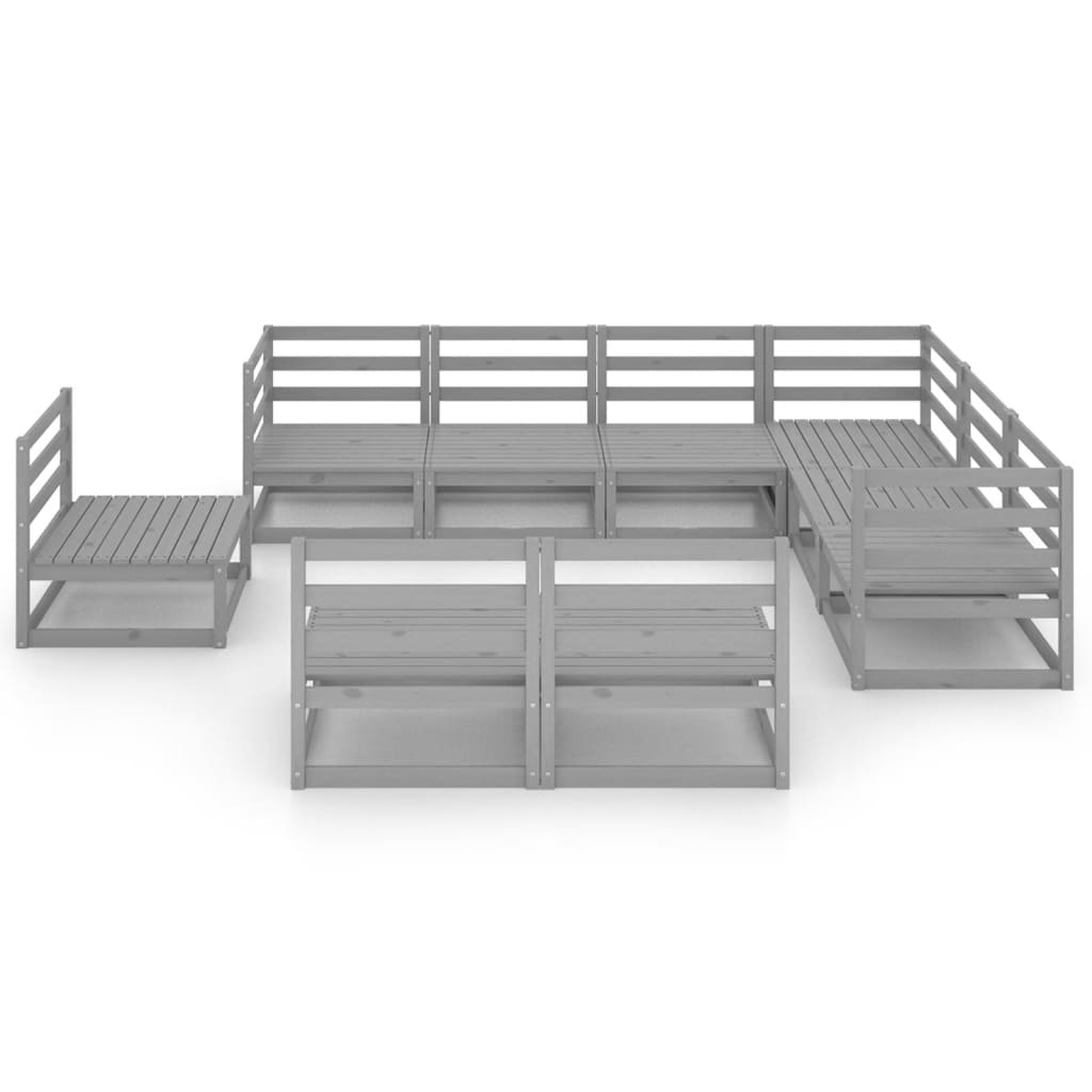 vidaXL 9-tlg. Garten-Lounge-Set Grau Kiefer Massivholz