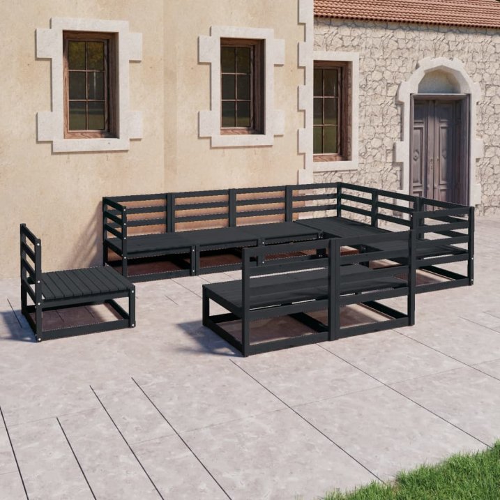vidaXL 9-tlg. Garten-Lounge-Set Grau Kiefer Massivholz