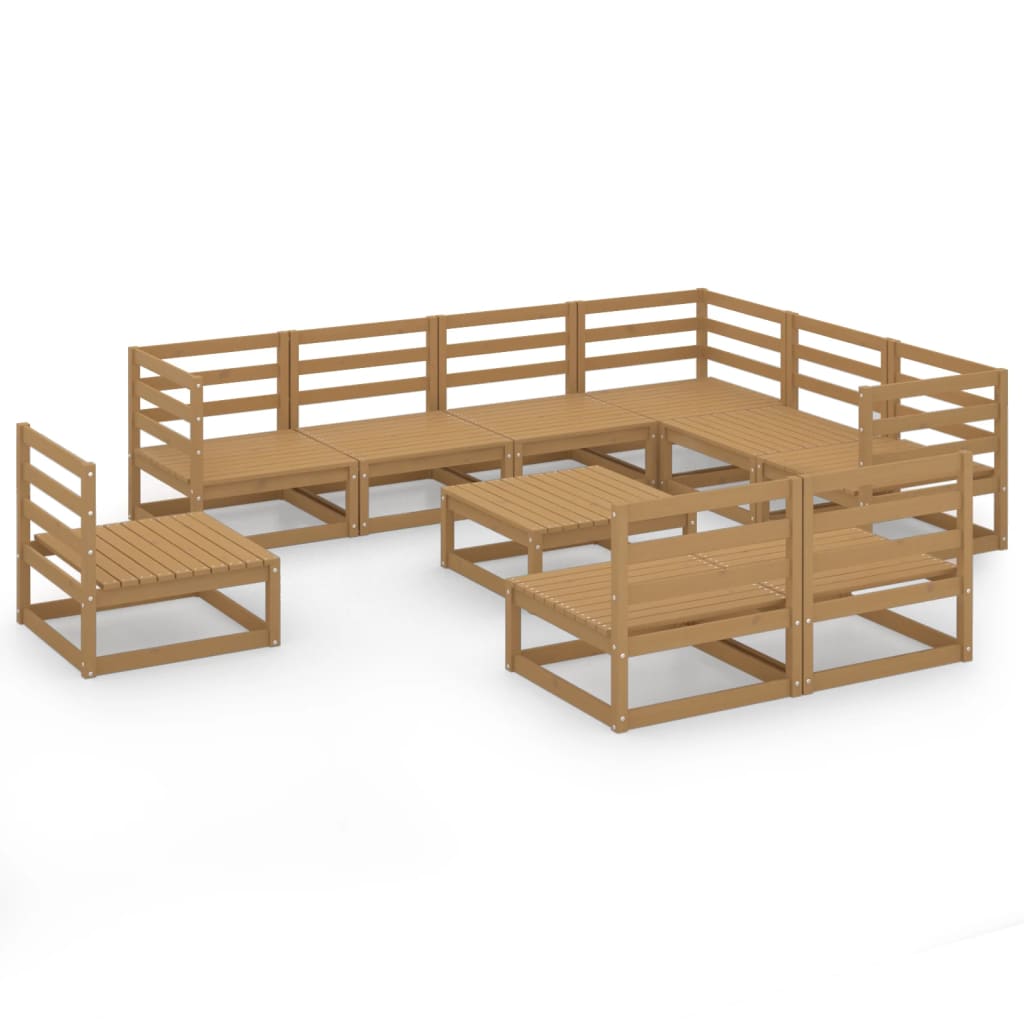 vidaXL 10-tlg. Garten-Lounge-Set Honigbraun Massivholz Kiefer