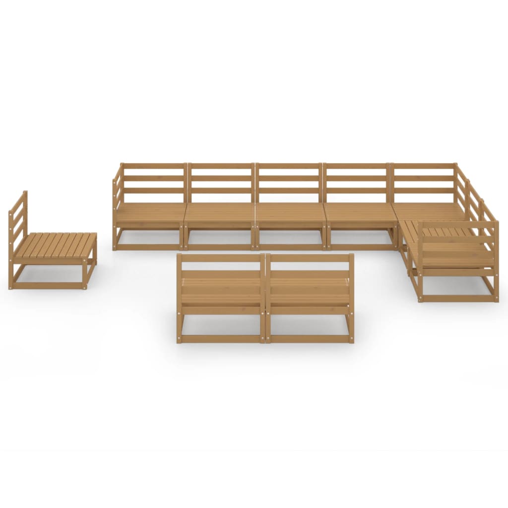 vidaXL 10-tlg. Garten-Lounge-Set Honigbraun Massivholz Kiefer