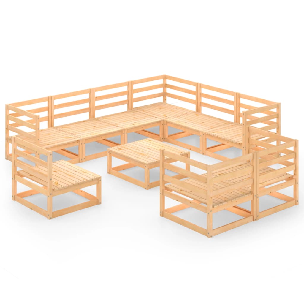 vidaXL 10-tlg. Garten-Lounge-Set Massivholz Kiefer