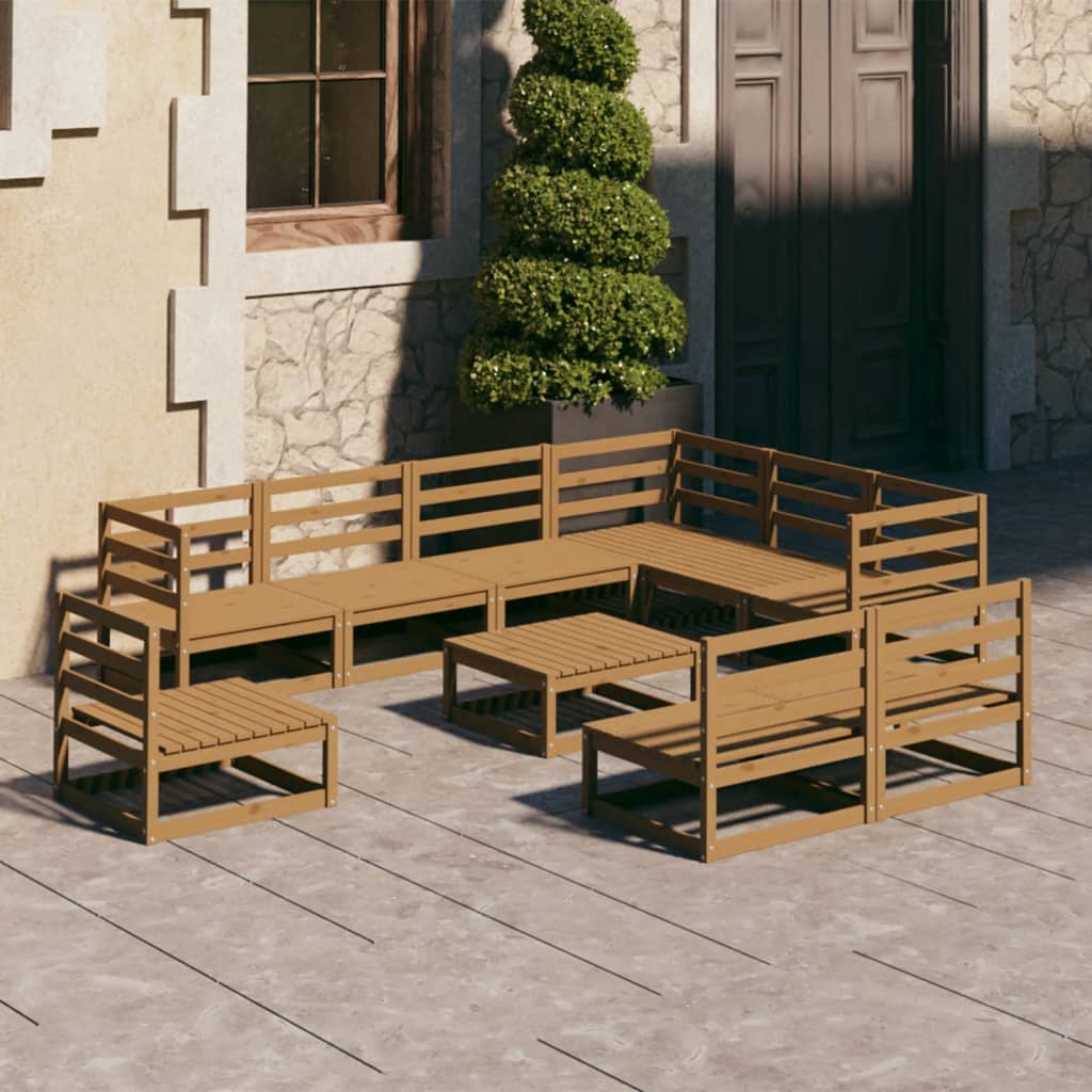 vidaXL 10-tlg. Garten-Lounge-Set Massivholz Kiefer