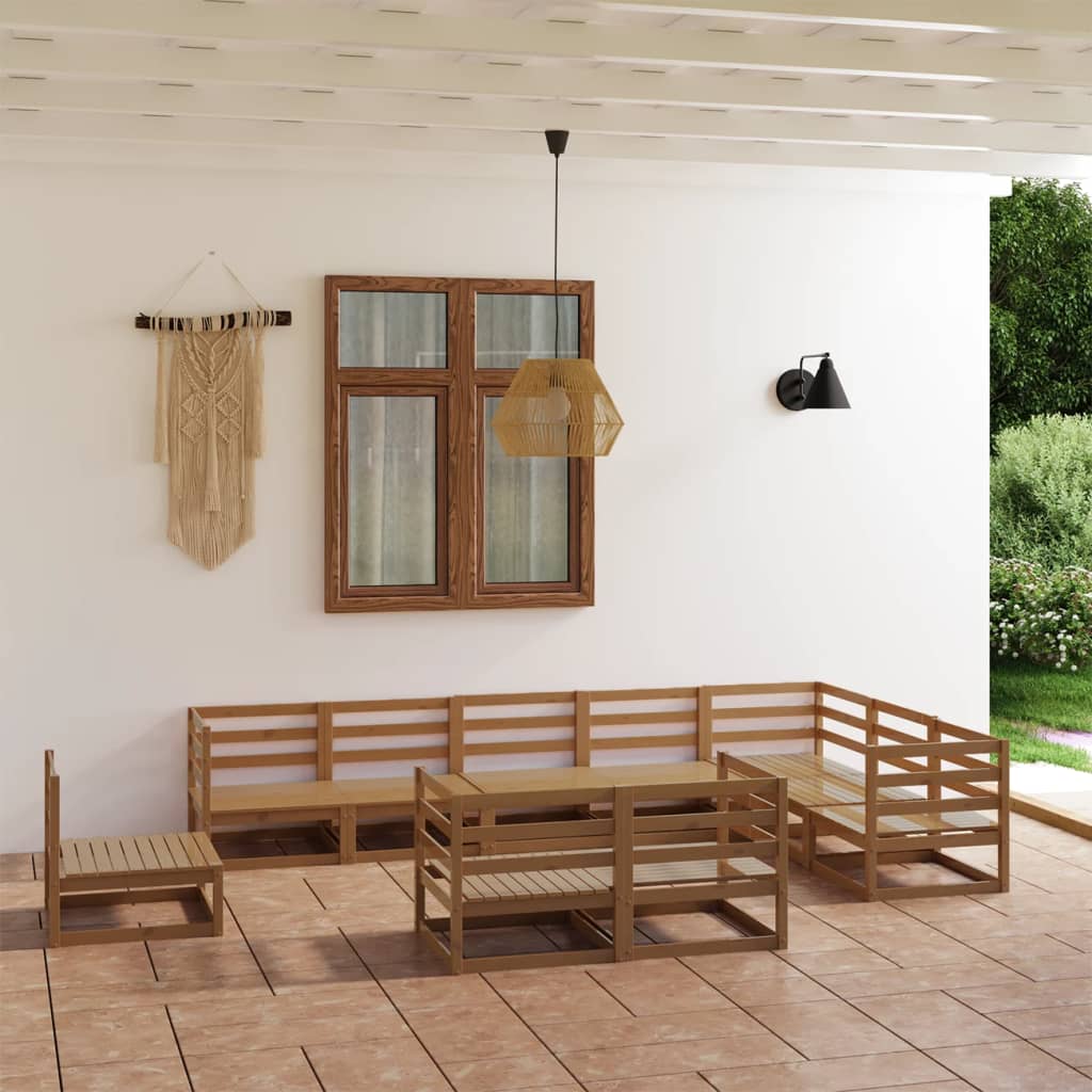 vidaXL 10-tlg. Garten-Lounge-Set Grau Kiefer Massivholz