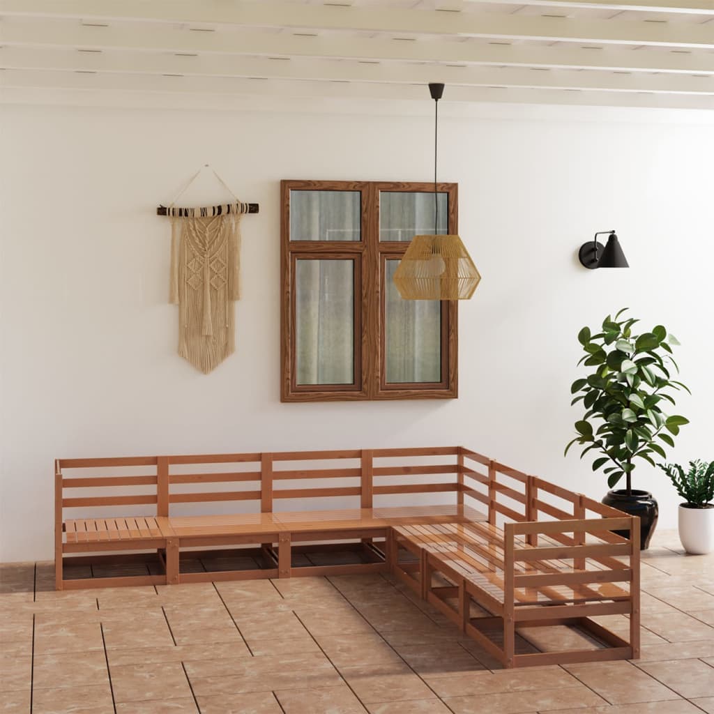 vidaXL 7-tlg. Garten-Lounge-Set Massivholz Kiefer