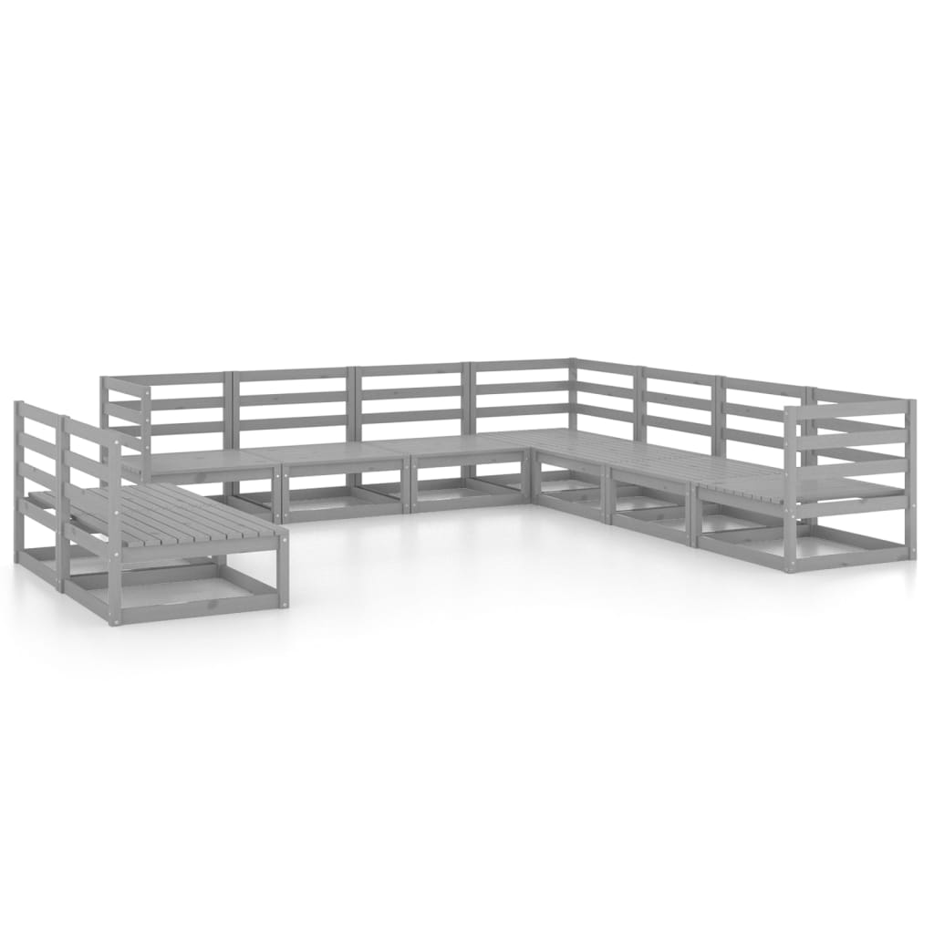 vidaXL 9-tlg. Garten-Lounge-Set Grau Kiefer Massivholz