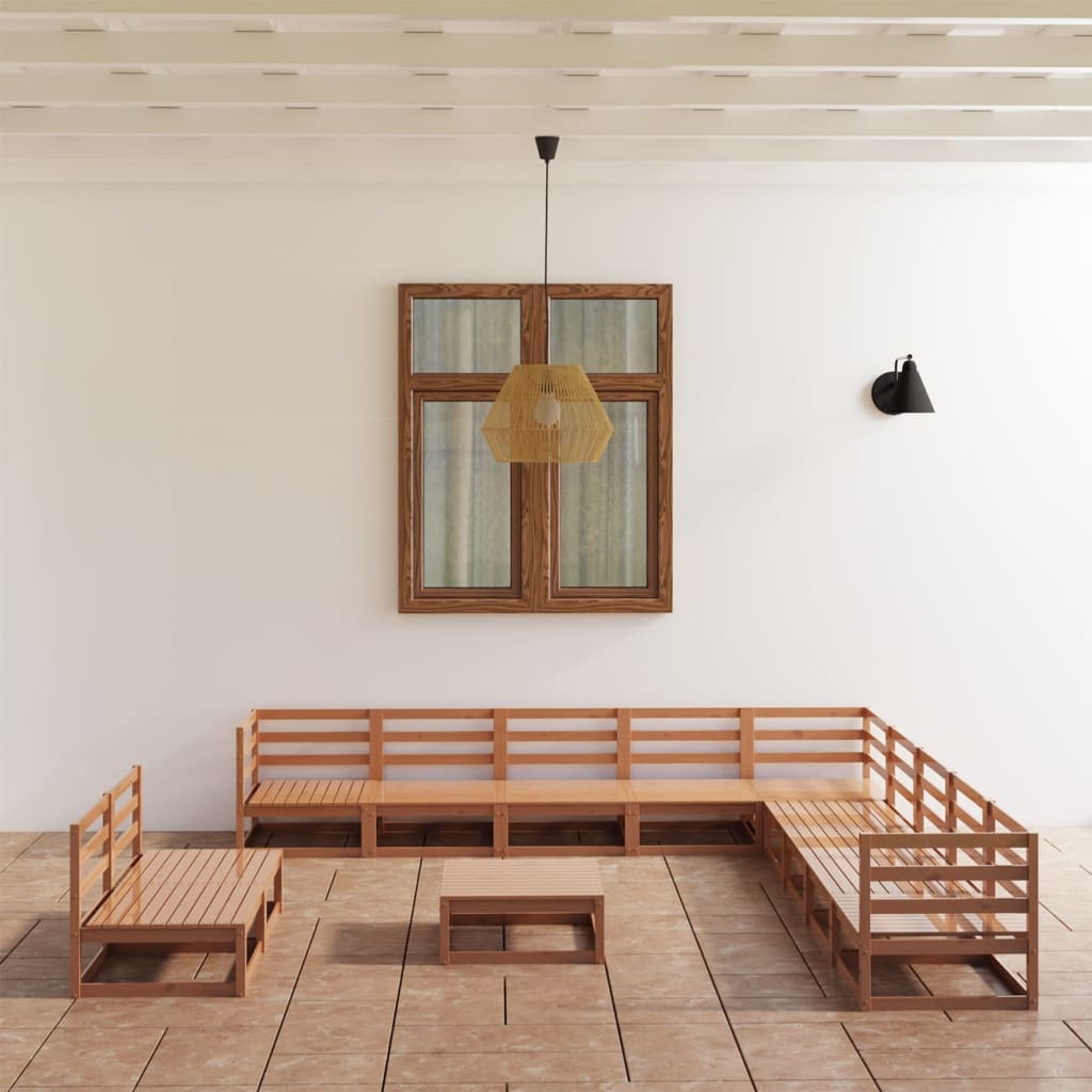 vidaXL 12-tlg. Garten-Lounge-Set Honigbraun Massivholz Kiefer