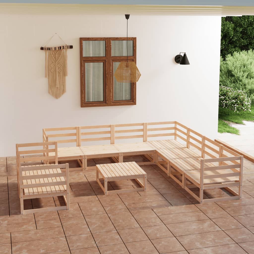 vidaXL 10-tlg. Garten-Lounge-Set Massivholz Kiefer