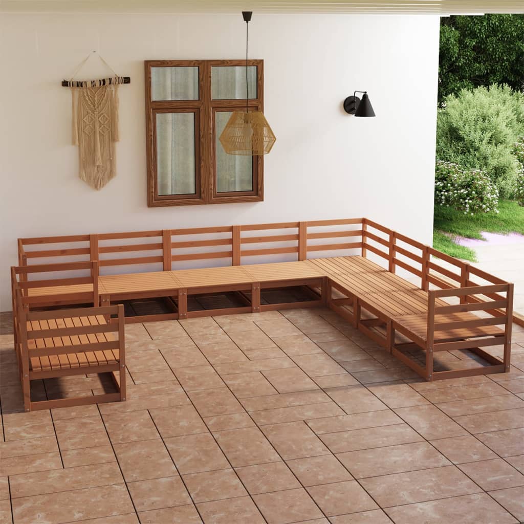 vidaXL 10-tlg. Garten-Lounge-Set Grau Kiefer Massivholz