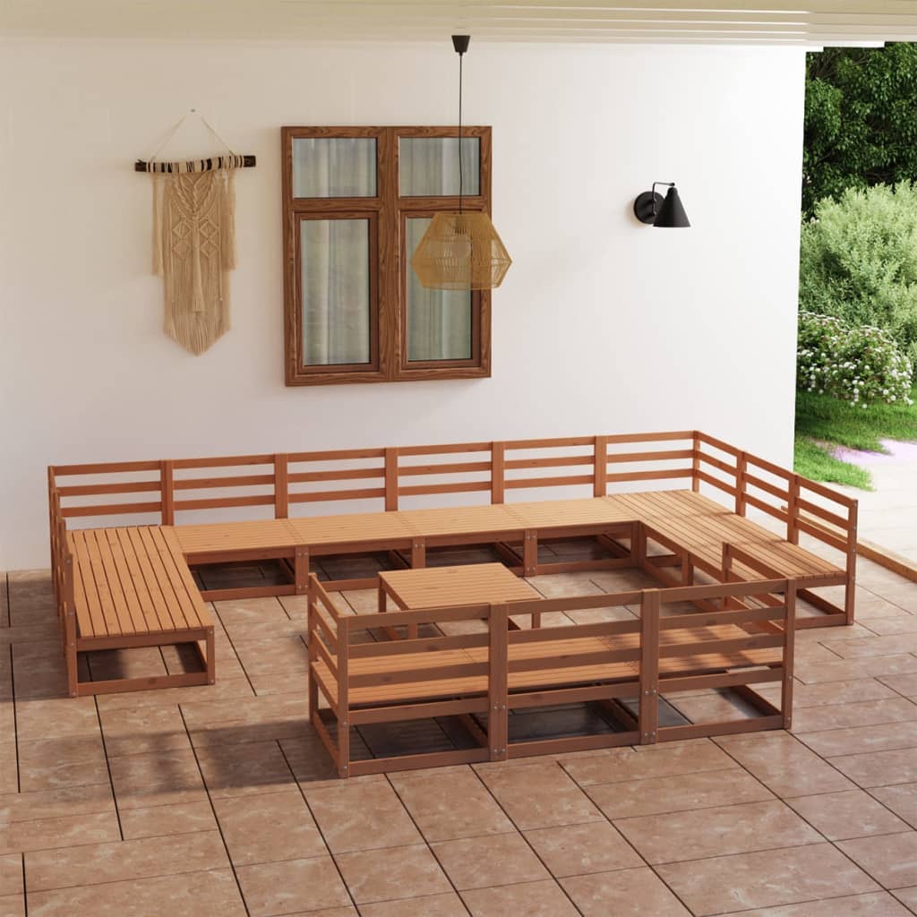 vidaXL 14-tlg. Garten-Lounge-Set Massivholz Kiefer