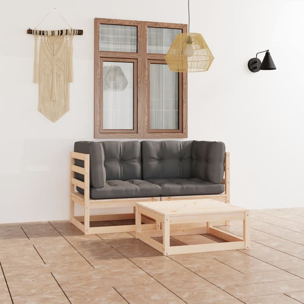 vidaXL 3-tlg. Garten-Lounge-Set Massivholz Kiefer