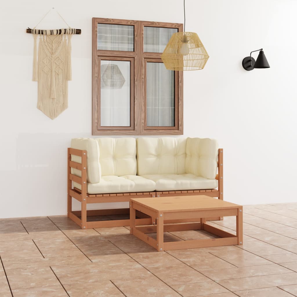 vidaXL 3-tlg. Garten-Lounge-Set Massivholz Kiefer