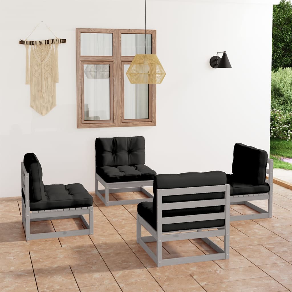 vidaXL 4-tlg. Garten-Lounge-Set Massivholz Kiefer