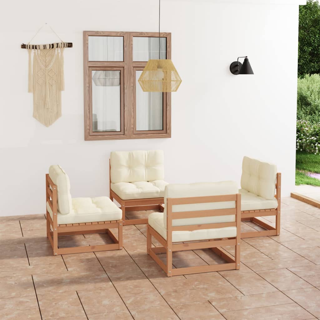 vidaXL 4-tlg. Garten-Lounge-Set Massivholz Kiefer