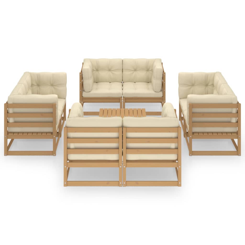 vidaXL 9-tlg. Garten-Lounge-Set Massivholz Kiefer