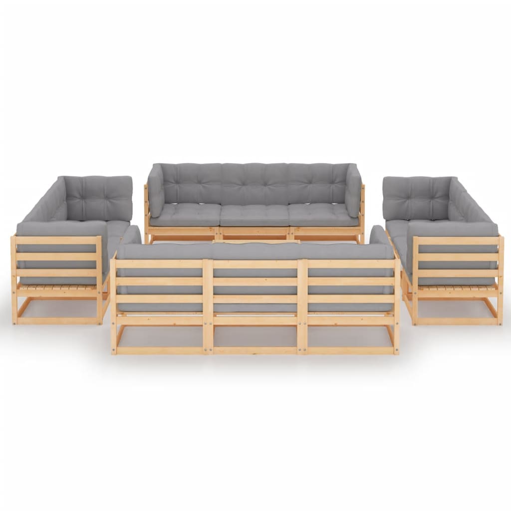 vidaXL 13-tlg. Garten-Lounge-Set Massivholz Kiefer