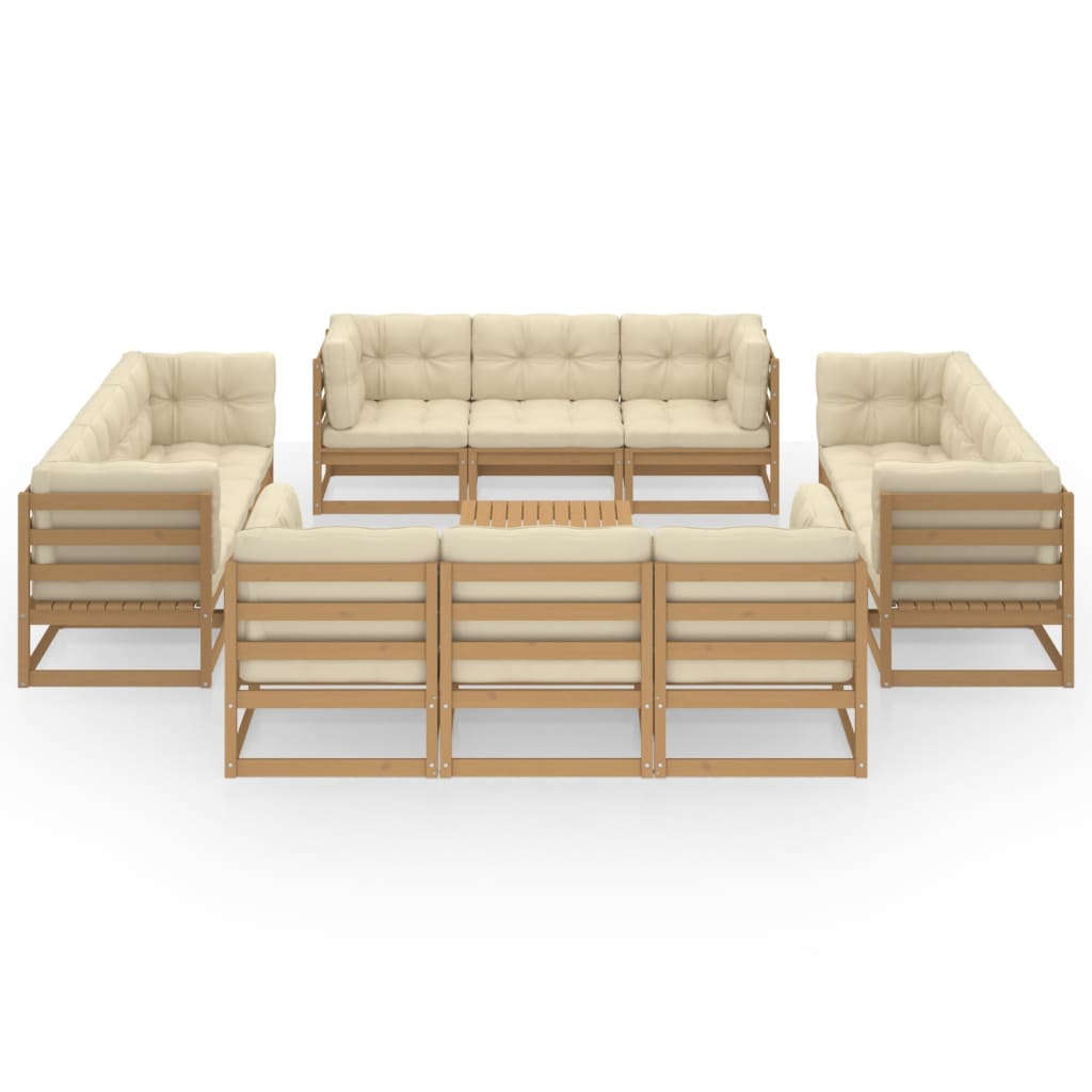 vidaXL 13-tlg. Garten-Lounge-Set Massivholz Kiefer
