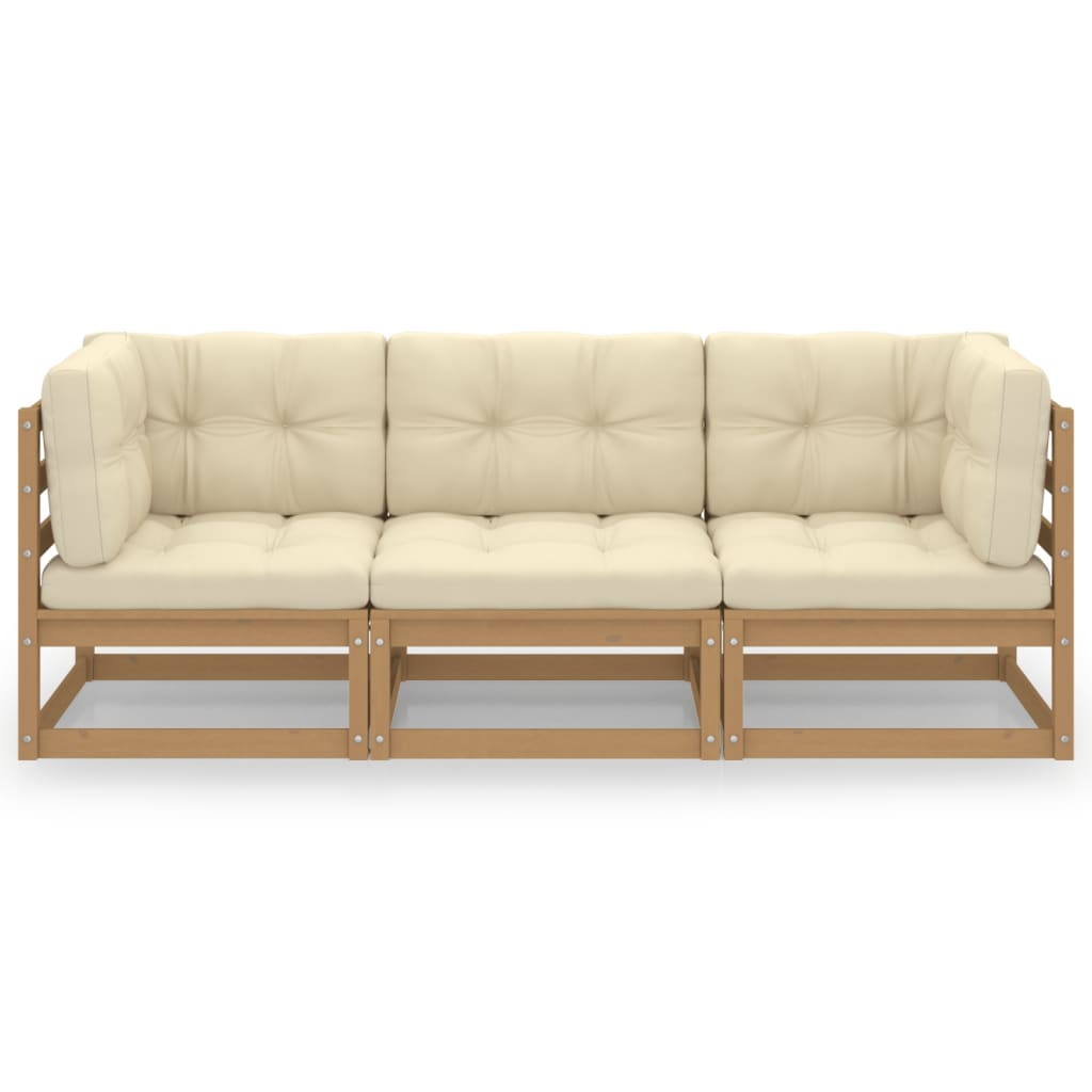 vidaXL Outdoor-Sofa 3-Sitzer Massivholz Kiefer