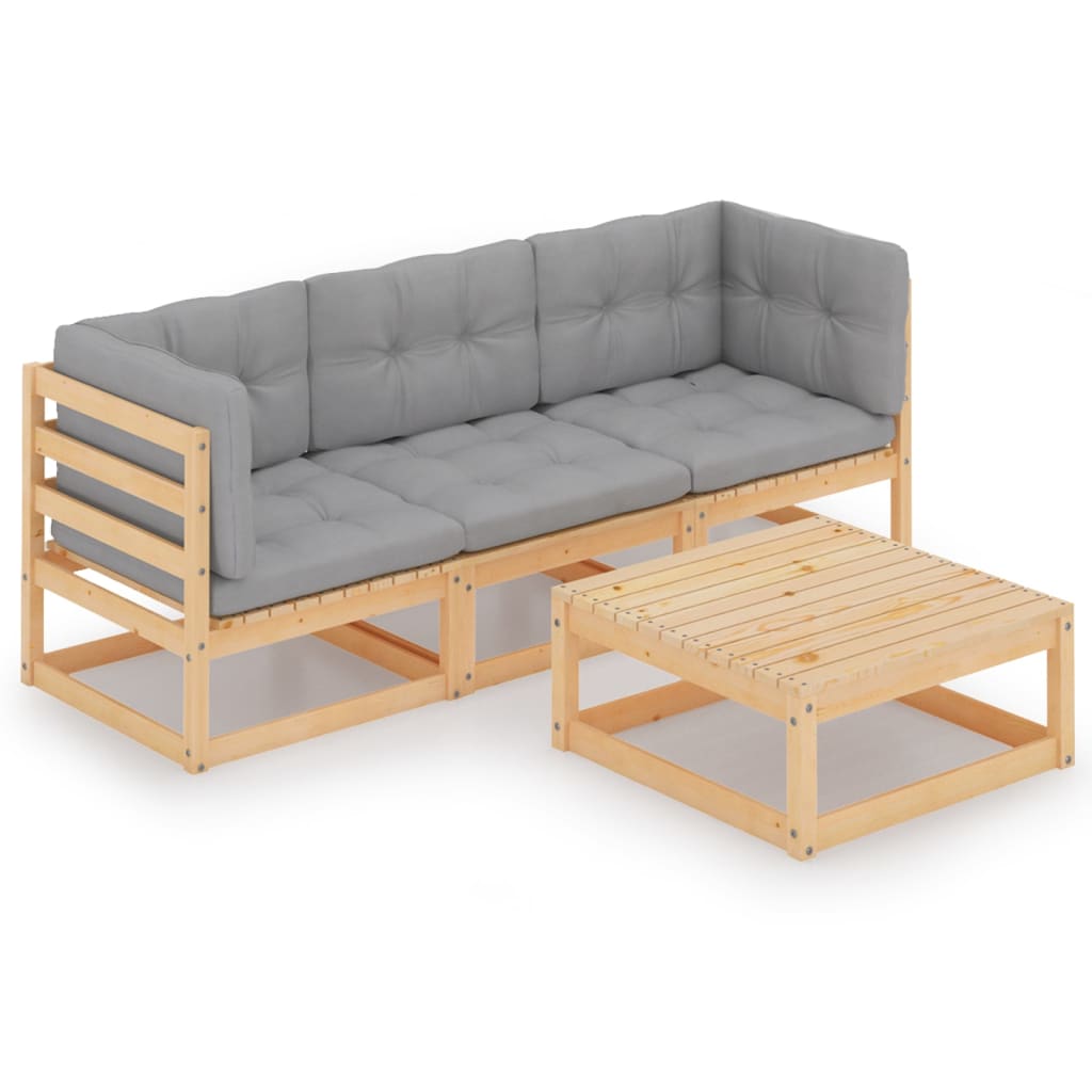 vidaXL 4-tlg. Garten-Lounge-Set Massivholz Kiefer