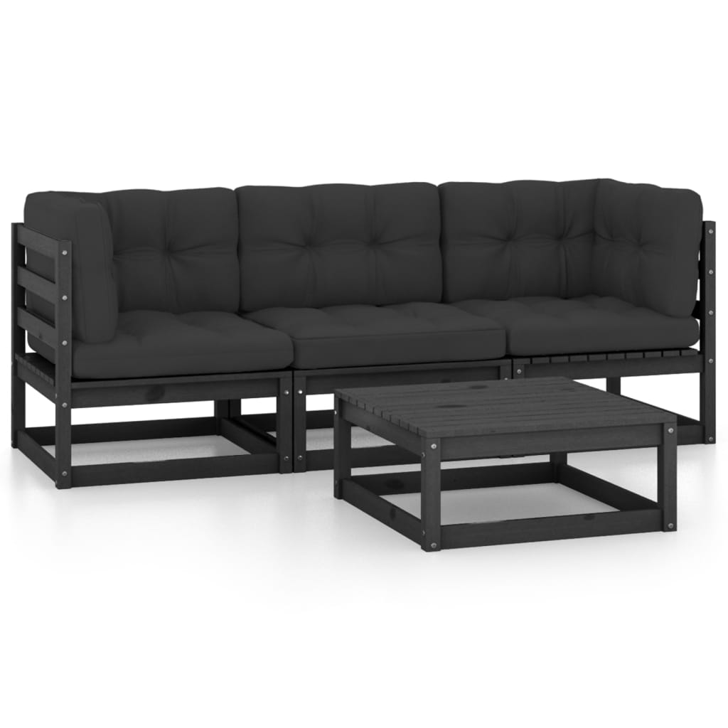 vidaXL 4-tlg. Garten-Lounge-Set Massivholz Kiefer