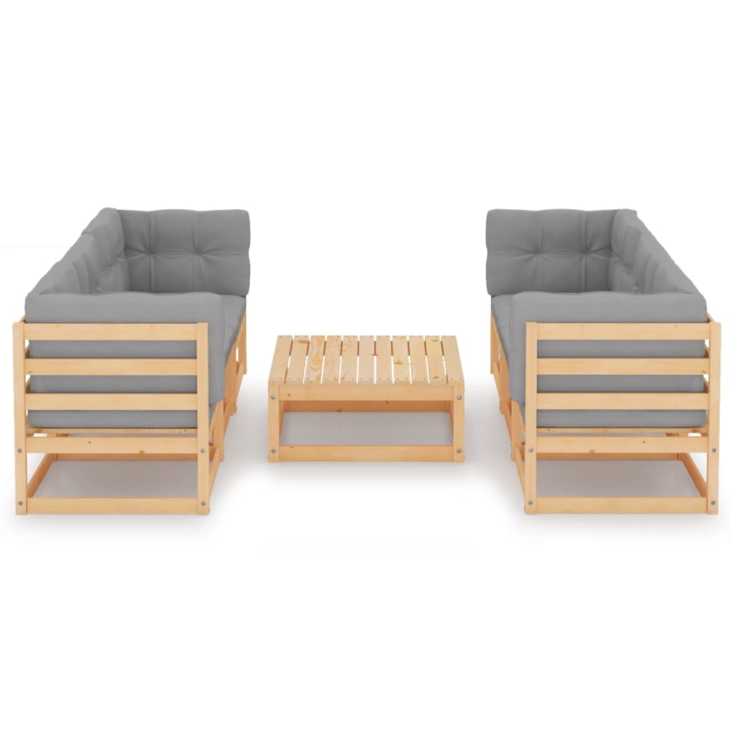 vidaXL 7-tlg. Garten-Lounge-Set Massivholz Kiefer