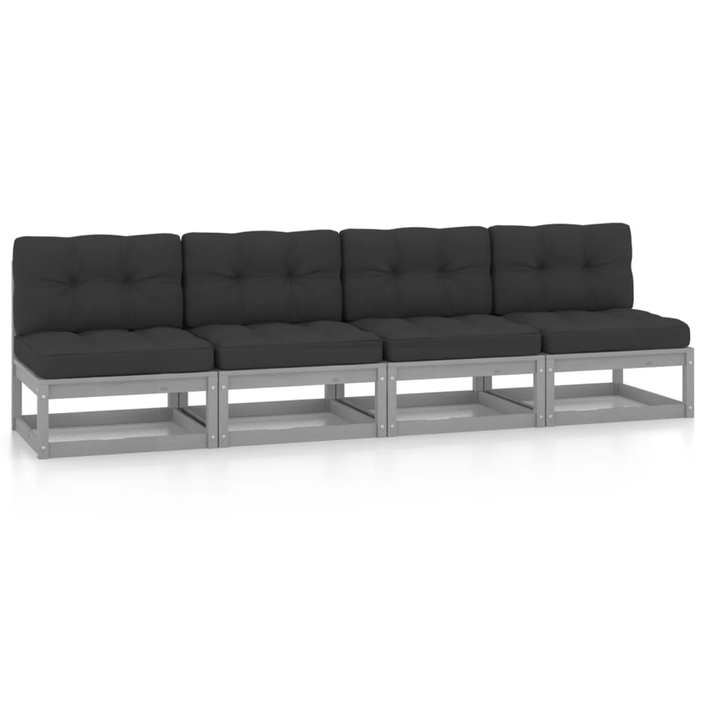 vidaXL Outdoor-Sofa 4-Sitzer Massivholz Kiefer