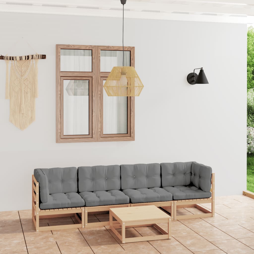 vidaXL 5-tlg. Garten-Lounge-Set Massivholz Kiefer