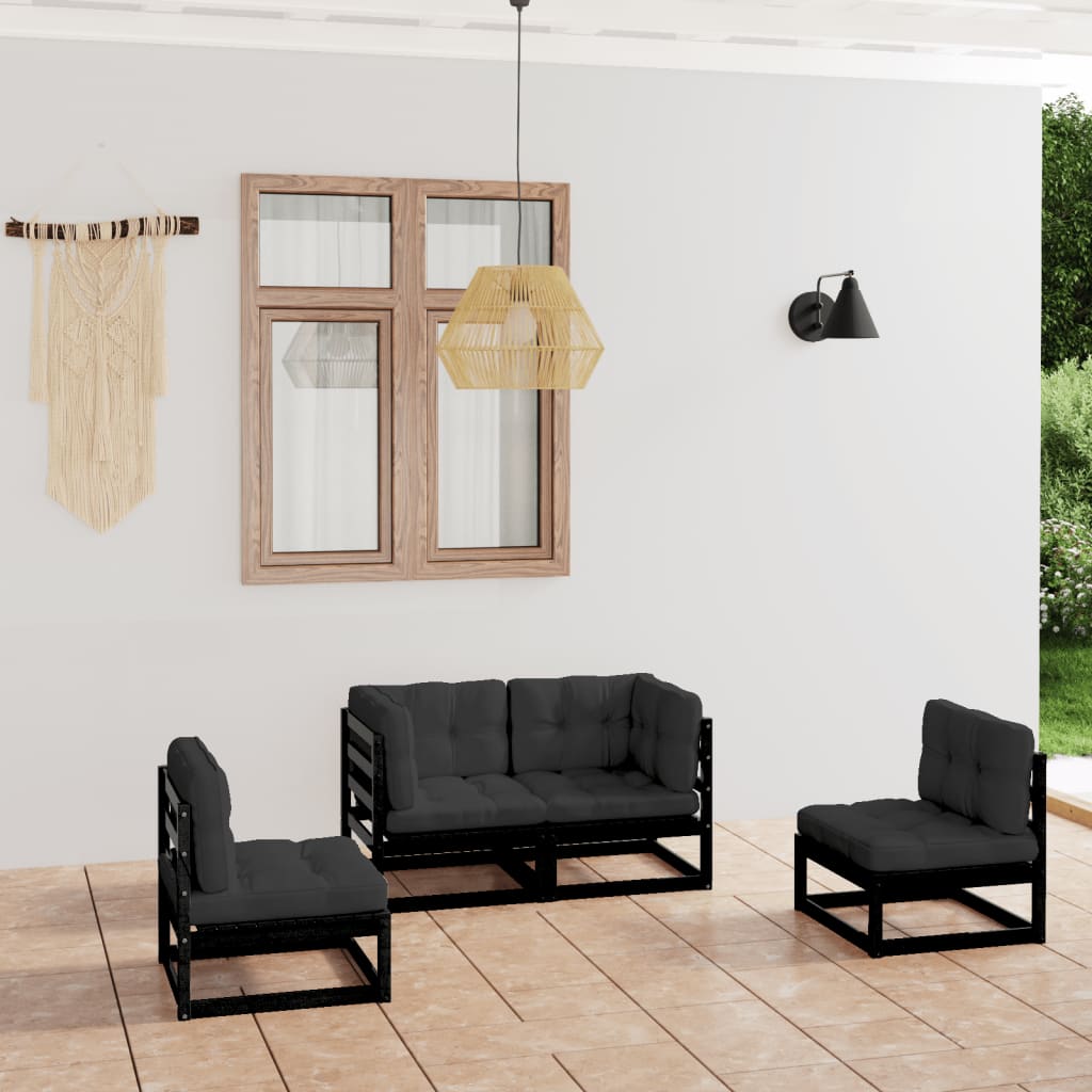 vidaXL 4-tlg. Garten-Lounge-Set Massivholz Kiefer