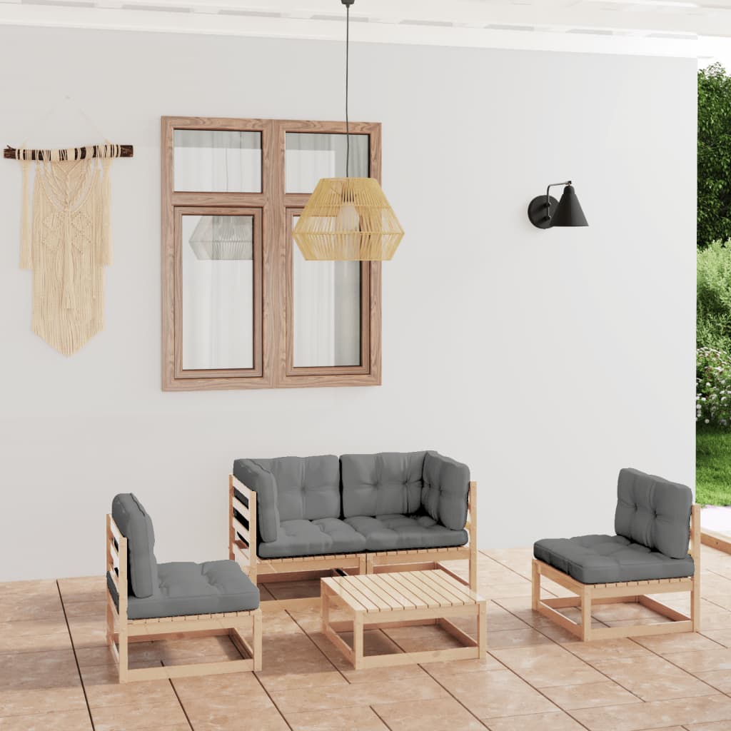 vidaXL 5-tlg. Garten-Lounge-Set Massivholz Kiefer
