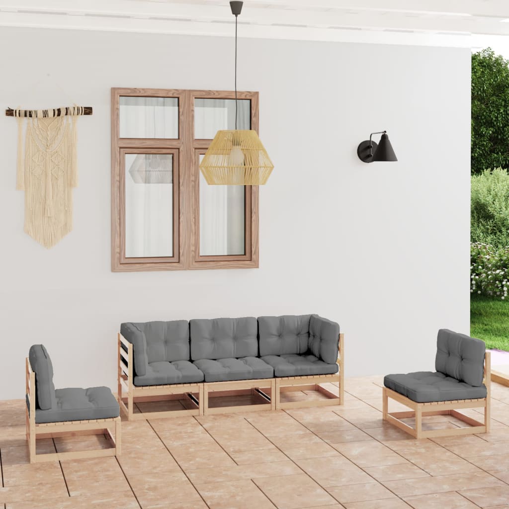 vidaXL 5-tlg. Garten-Lounge-Set Massivholz Kiefer
