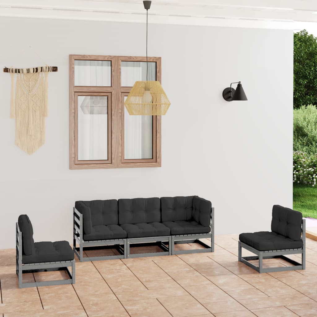 vidaXL 5-tlg. Garten-Lounge-Set Massivholz Kiefer