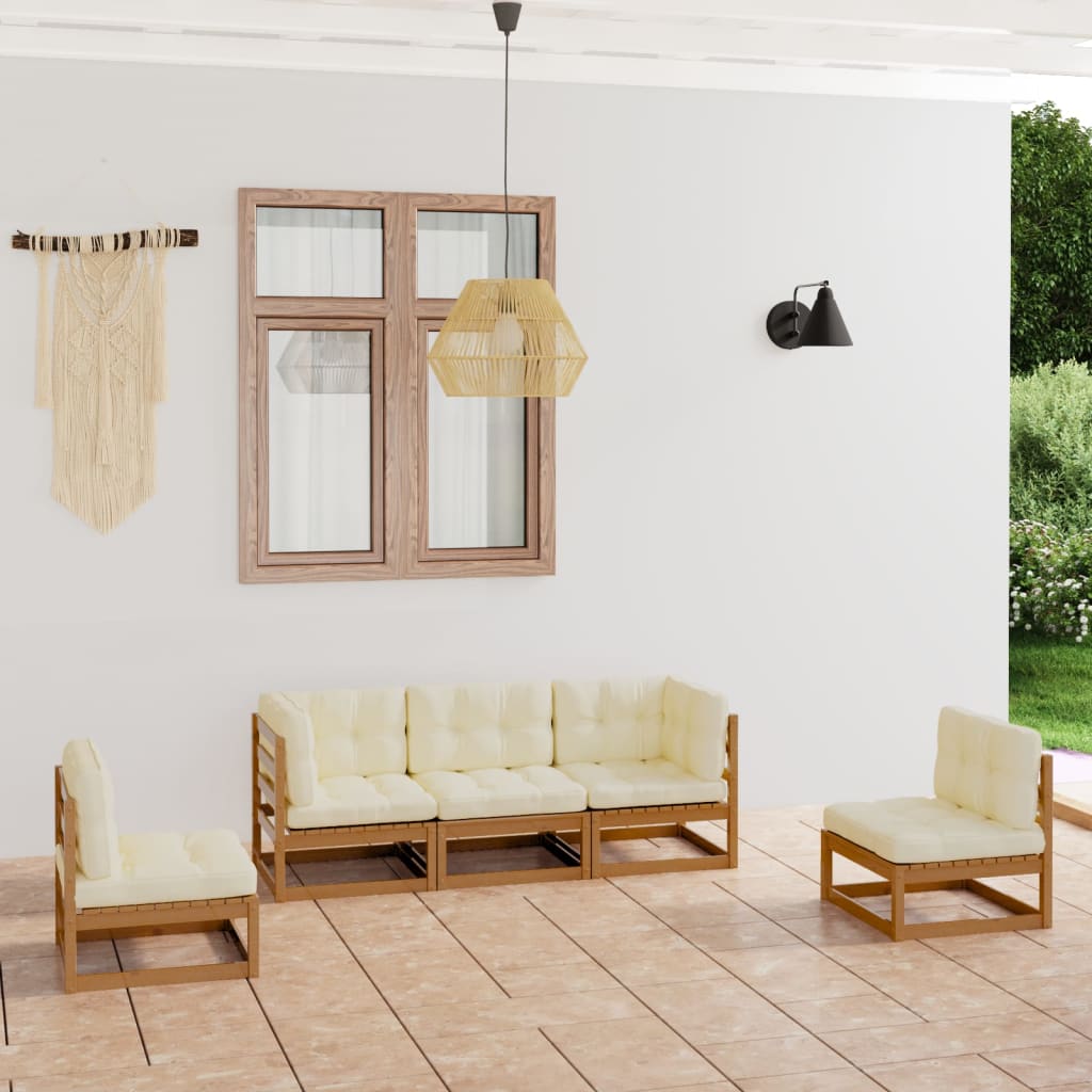 vidaXL 5-tlg. Garten-Lounge-Set Massivholz Kiefer