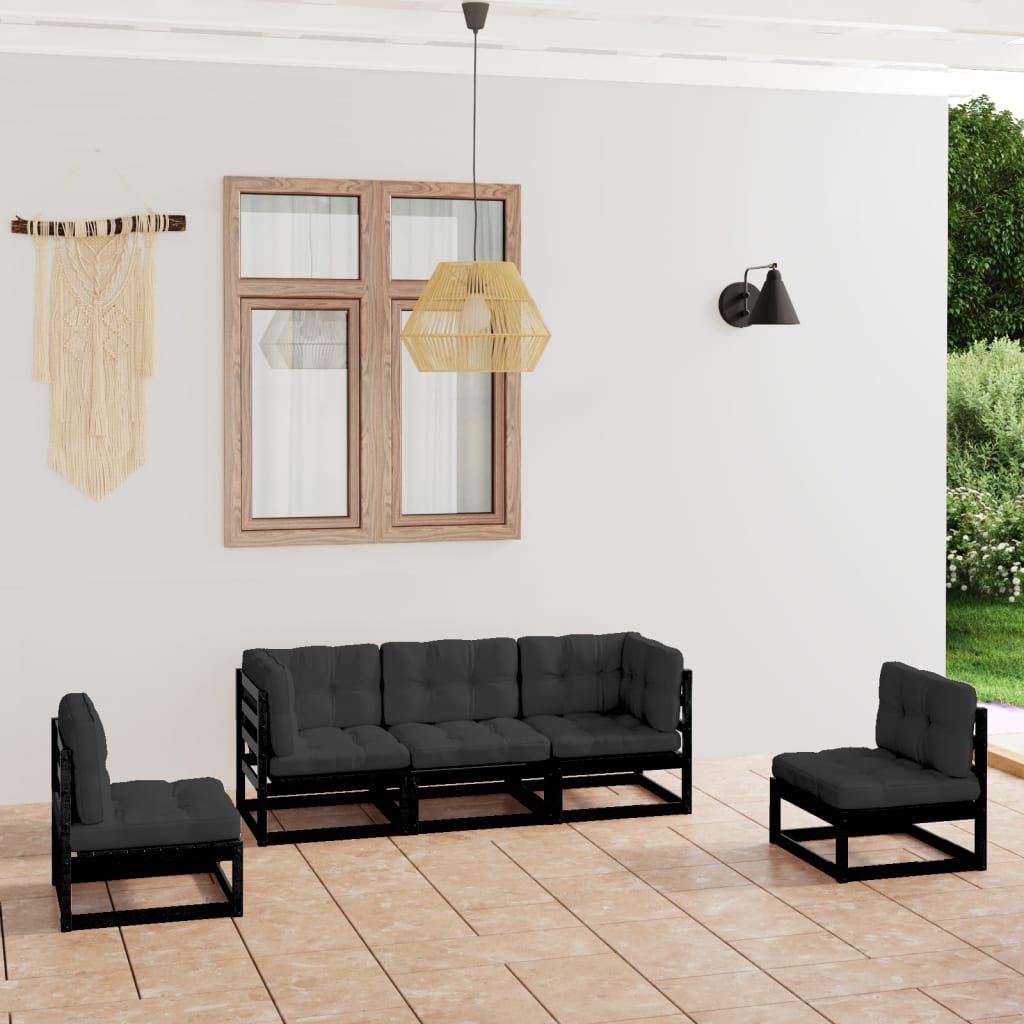 vidaXL 5-tlg. Garten-Lounge-Set Massivholz Kiefer