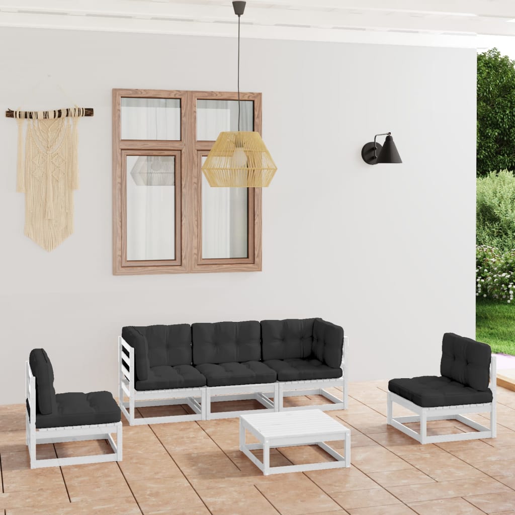vidaXL 6-tlg. Garten-Lounge-Set Massivholz Kiefer