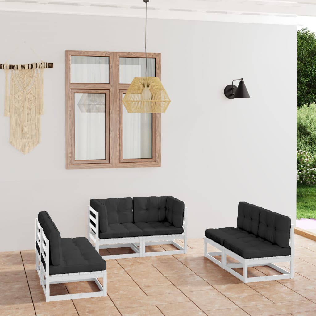 vidaXL 6-tlg. Garten-Lounge-Set Grau Massivholz Kiefer