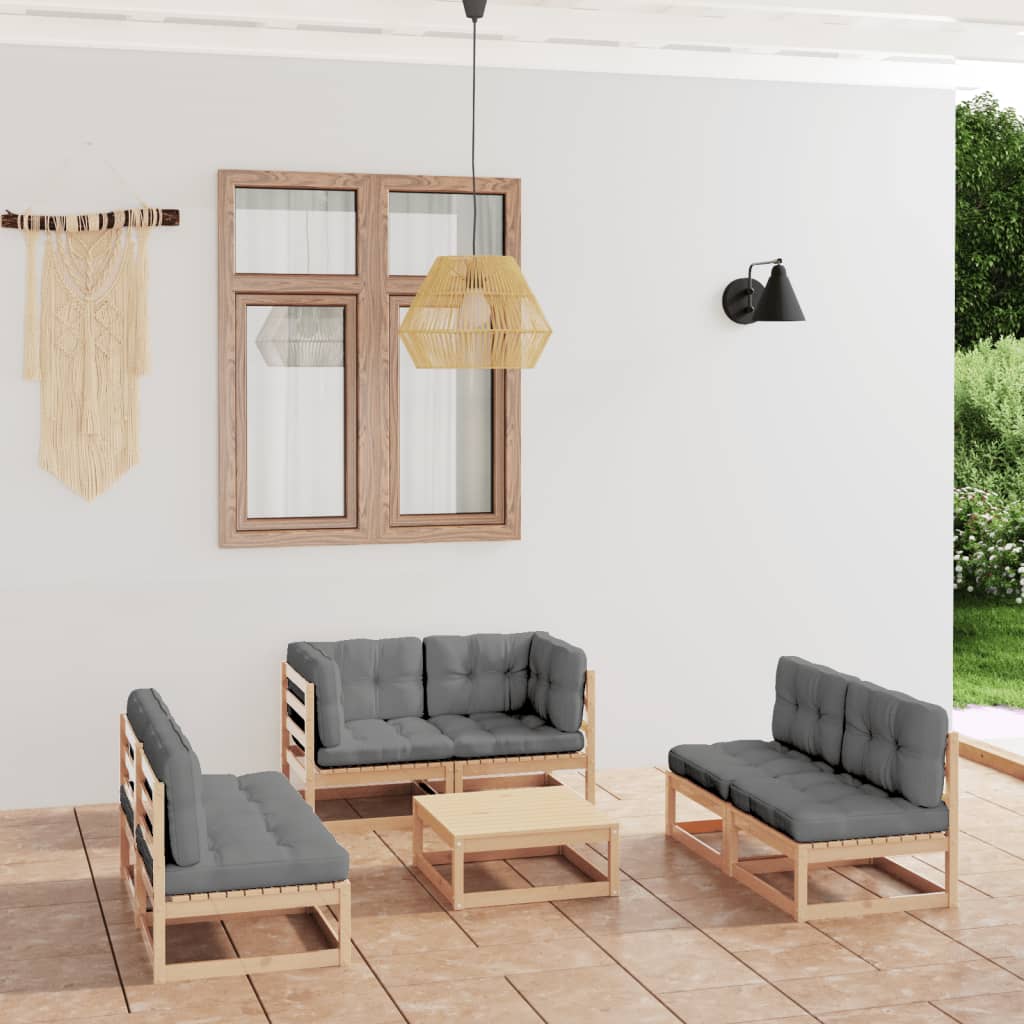 vidaXL 7-tlg. Garten-Lounge-Set Honigbraun Massivholz Kiefer