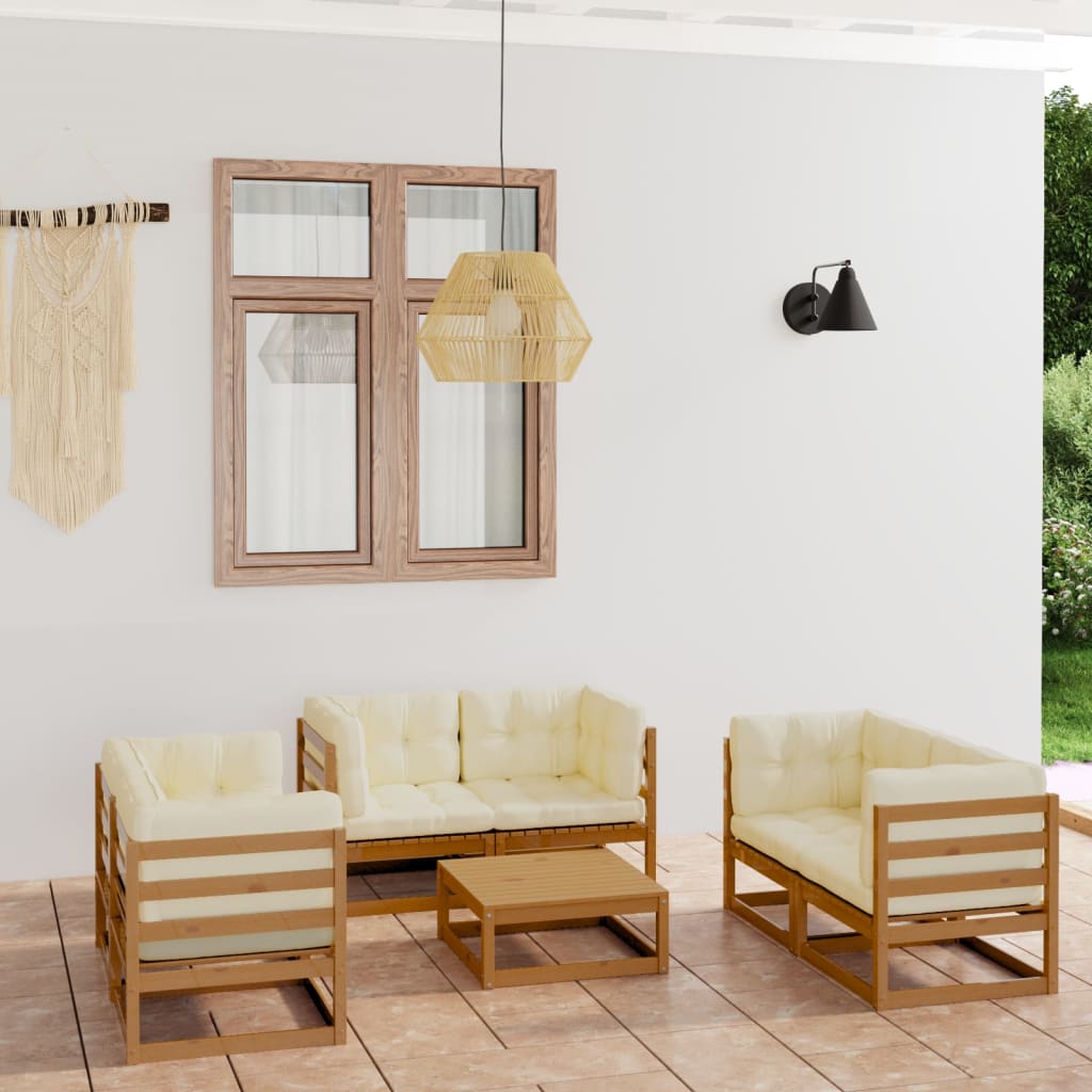 vidaXL 7-tlg. Garten-Lounge-Set mit Kissen Kiefer Massivholz