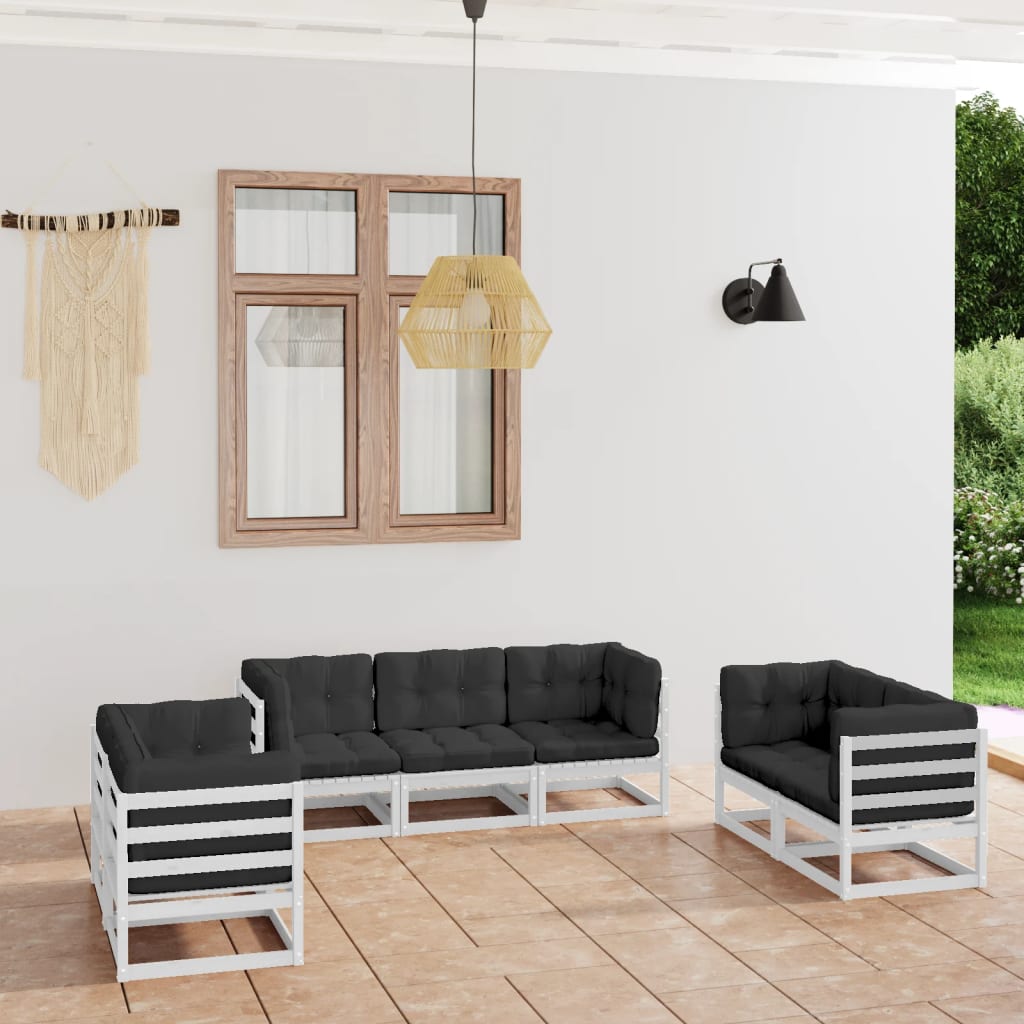 vidaXL 7-tlg. Garten-Lounge-Set Massivholz Kiefer