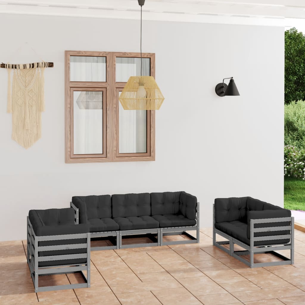 vidaXL 7-tlg. Garten-Lounge-Set Massivholz Kiefer