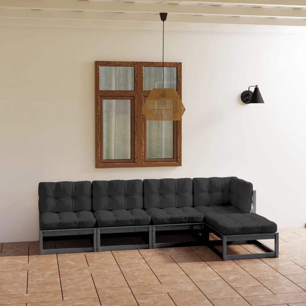 vidaXL 5-tlg. Garten-Lounge-Set Massivholz Kiefer