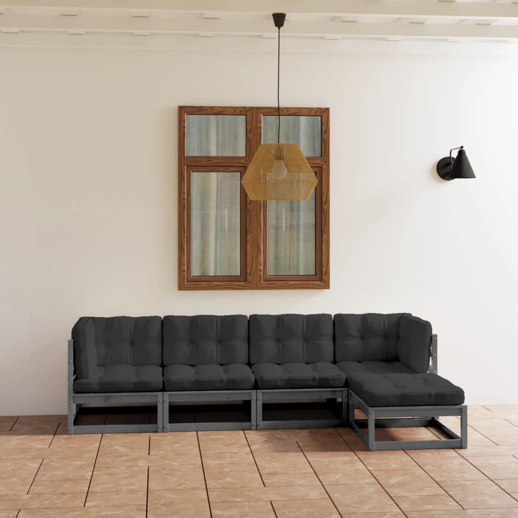 vidaXL 5-tlg. Garten-Lounge-Set Massivholz Kiefer