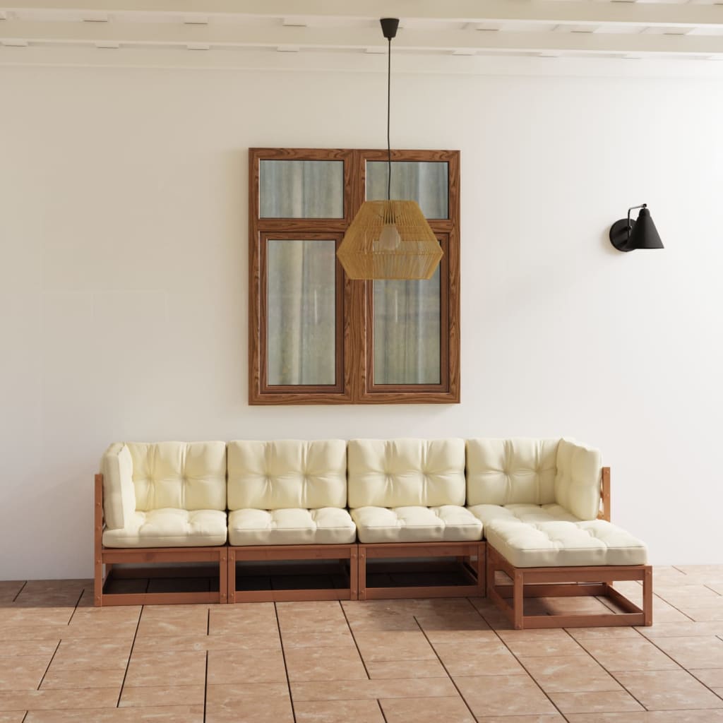 vidaXL 5-tlg. Garten-Lounge-Set Massivholz Kiefer