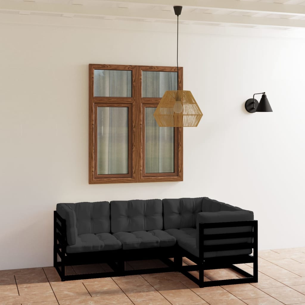 vidaXL 4-tlg. Garten-Lounge-Set Massivholz Kiefer
