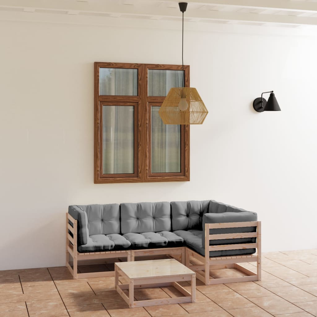 vidaXL 5-tlg. Garten-Lounge-Set Massivholz Kiefer