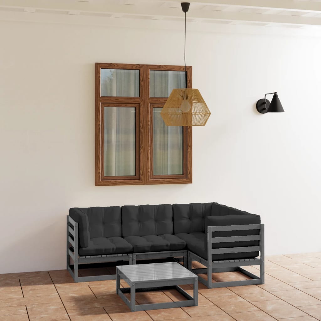 vidaXL 5-tlg. Garten-Lounge-Set Massivholz Kiefer