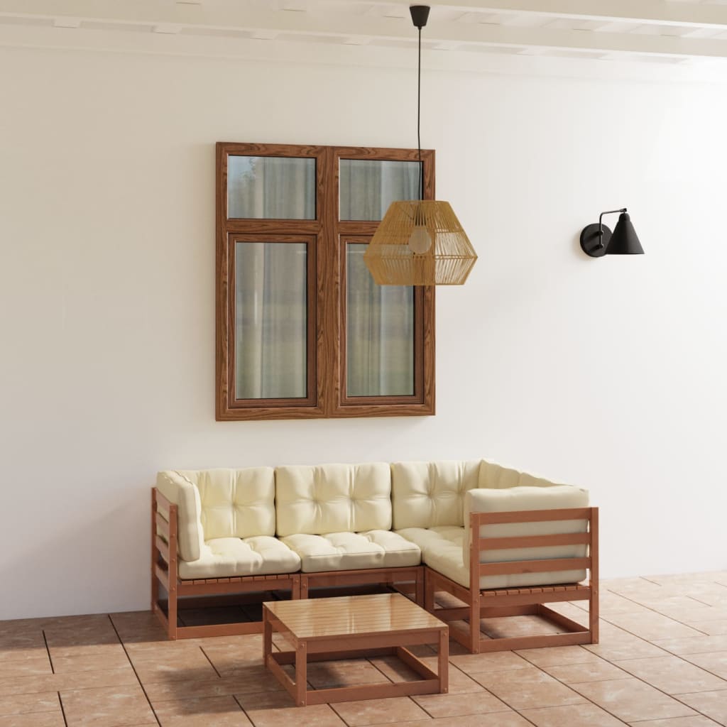 vidaXL 5-tlg. Garten-Lounge-Set Massivholz Kiefer