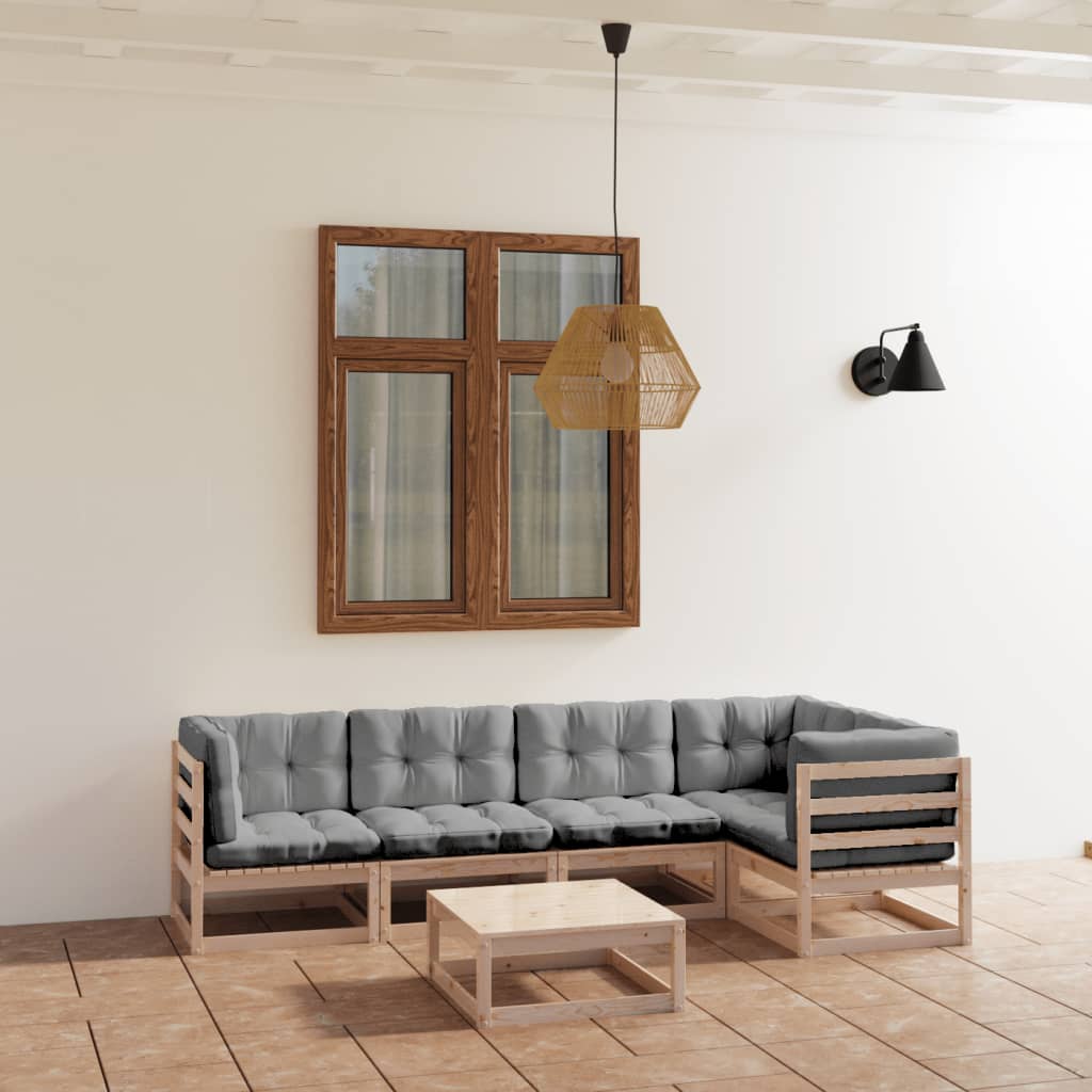 vidaXL 6-tlg. Garten-Lounge-Set Massivholz Kiefer