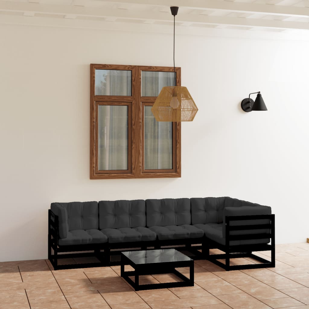 vidaXL 6-tlg. Garten-Lounge-Set Massivholz Kiefer