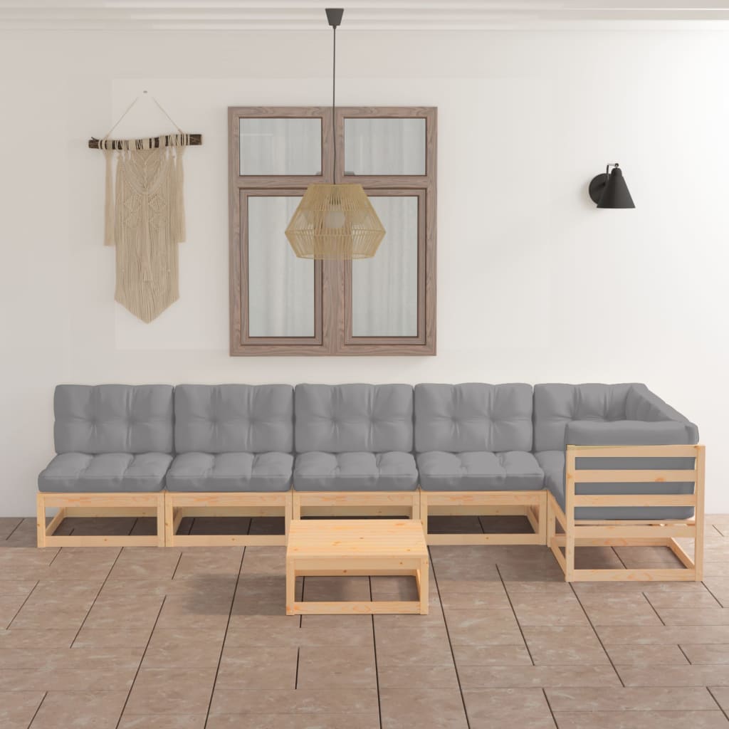 vidaXL 7-tlg. Garten-Lounge-Set Massivholz Kiefer