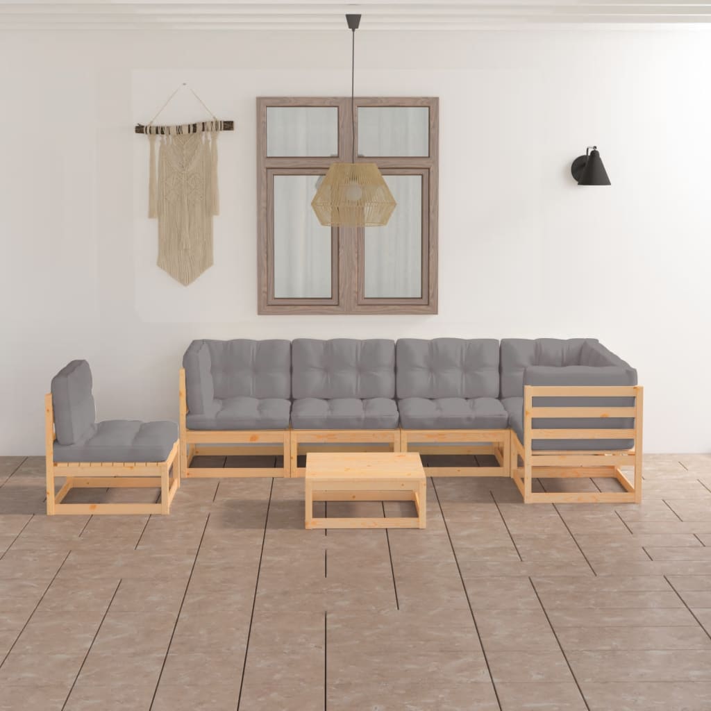 vidaXL 7-tlg. Garten-Lounge-Set Massivholz Kiefer